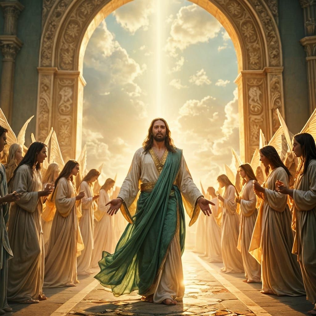 Celestial Paradise with Jesus and Angels in Ethereal Beauty