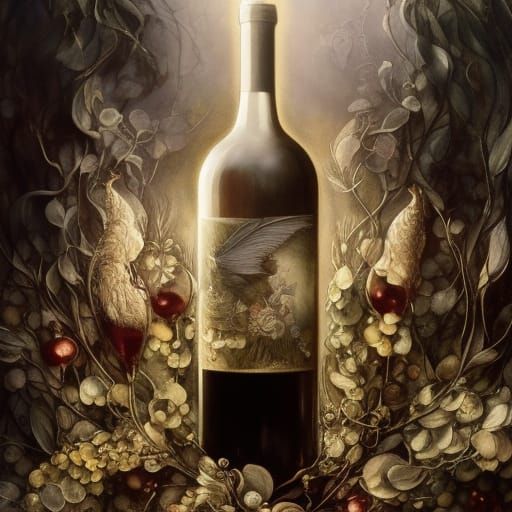 Wine Bottle Digital Art with Low Price Tag