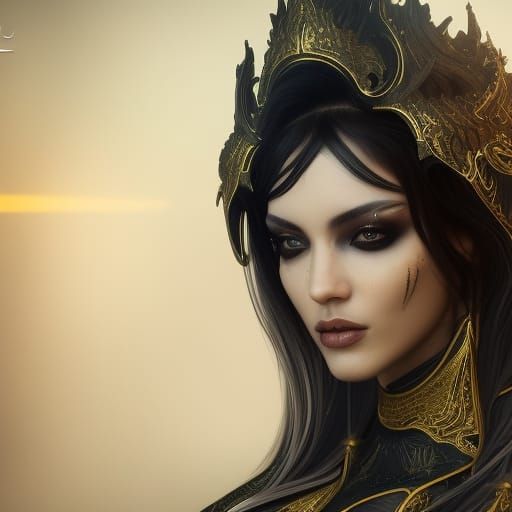 Metallic Goddess with Black Markings: Fantasy Concept Art