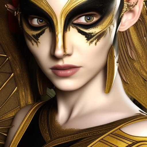 Metallic Gold Woman with Black Markings
