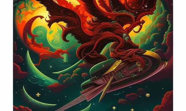 Detailed Fantasy Tattoo Art with Damask Patterns