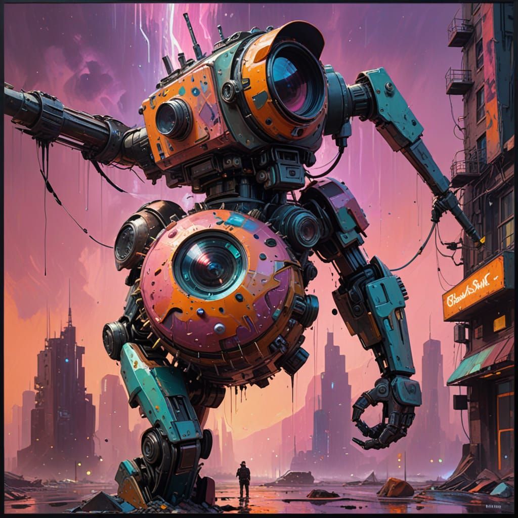 Spike Hammer's Futuristic City: A Surreal Oil Painting