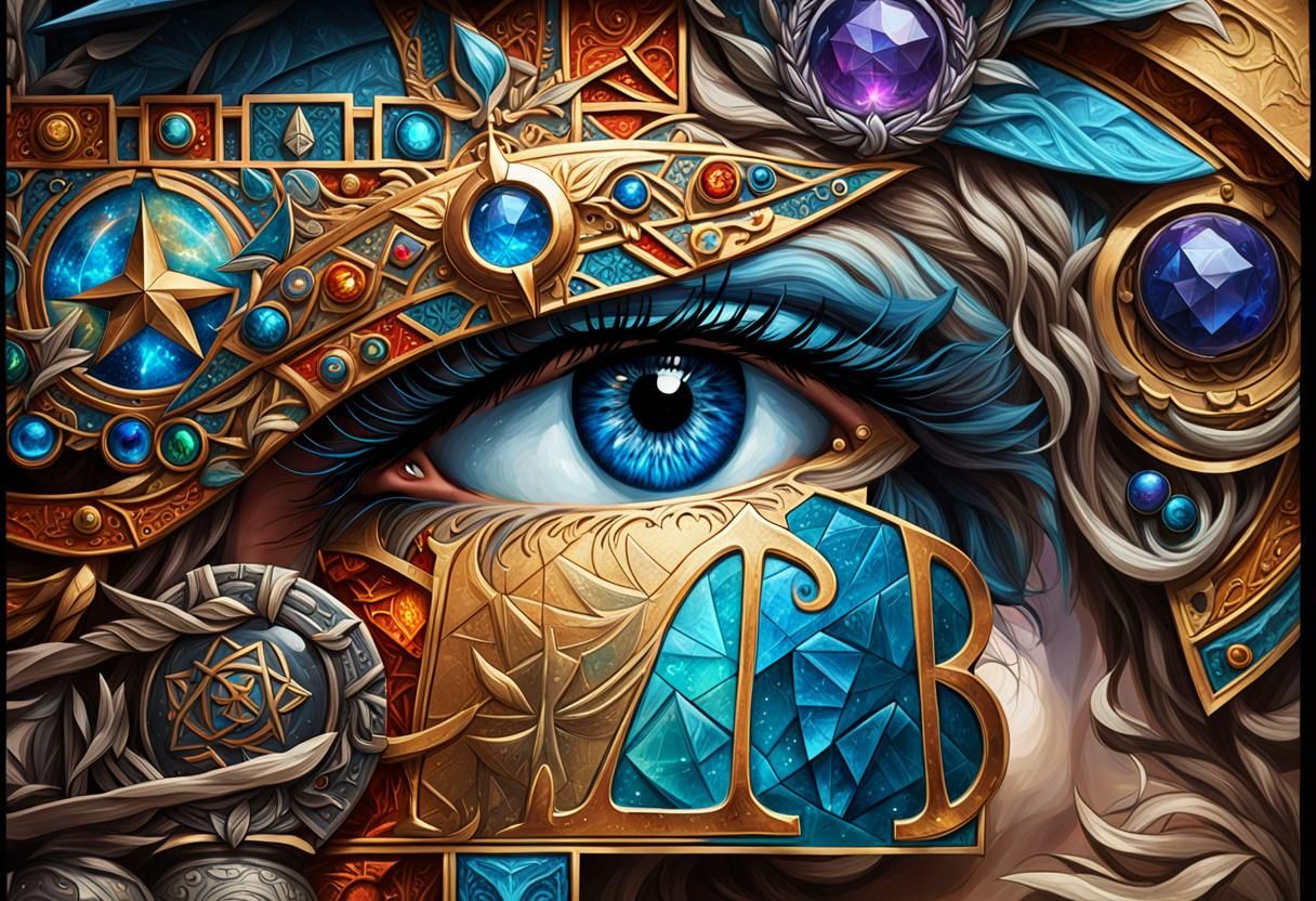 Mystical Warrior Portrait with Rune Eye-Star Logo