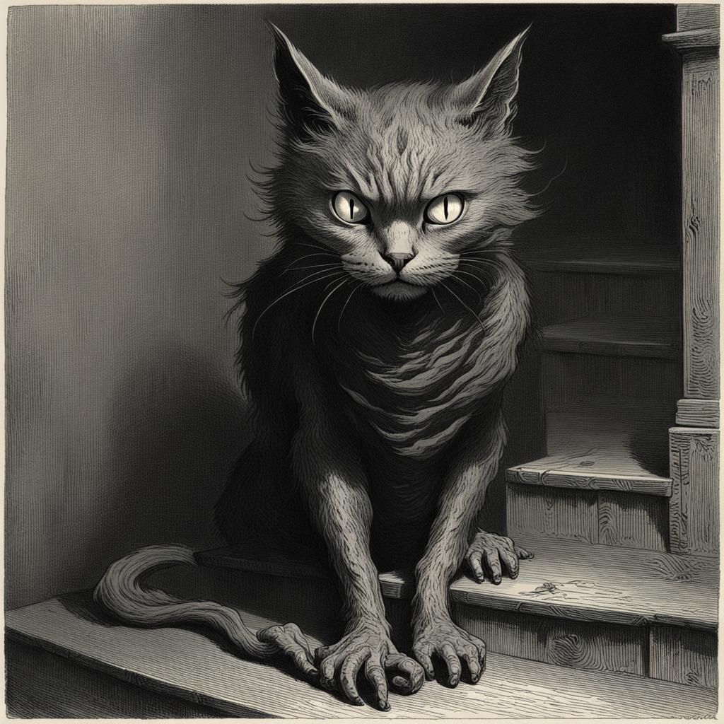 Terrifying Cat in Horror Style
