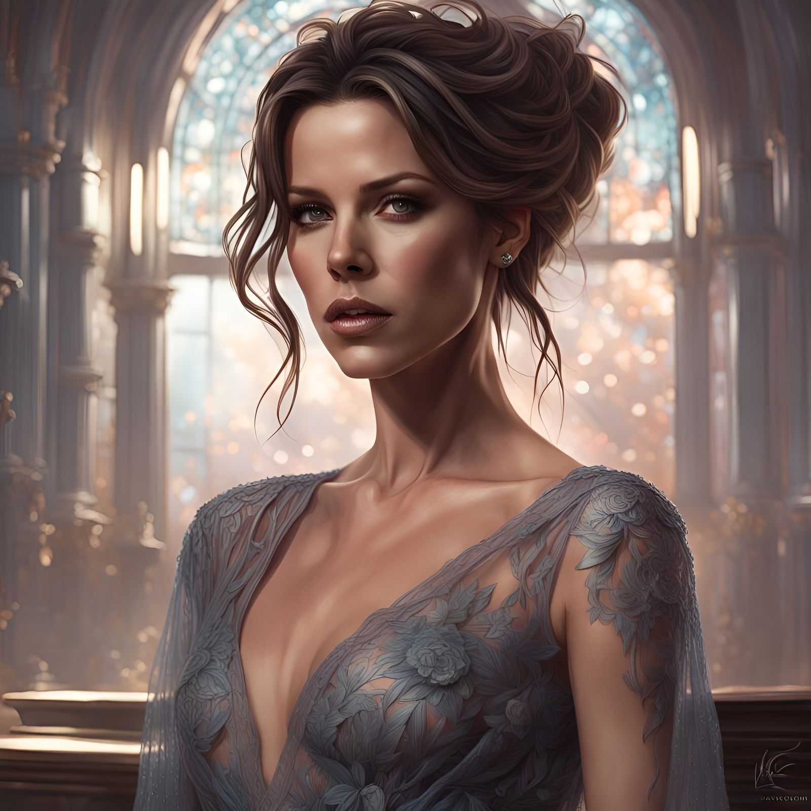 Woman's Portrait with Dynamic Lighting, Digital Art