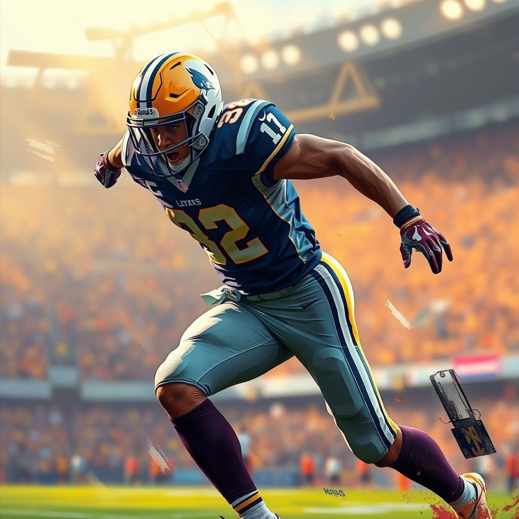 High-Energy Football Player in Action