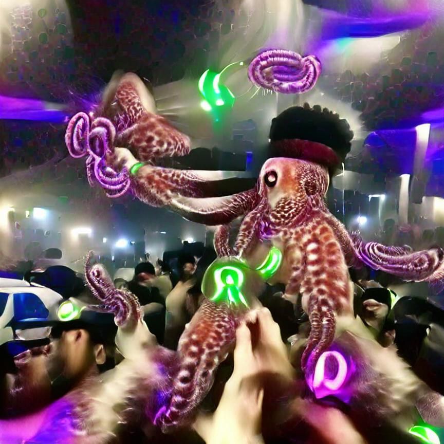 Neon Octopus Tentacles Underwater Rave