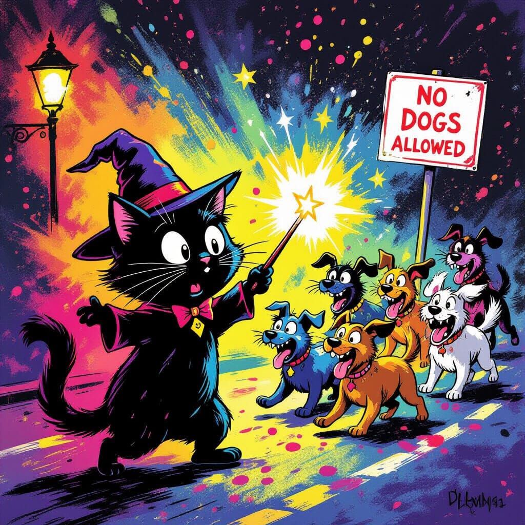 Mischievous Cat's Spell Backfires, Unleashing Dog Parade