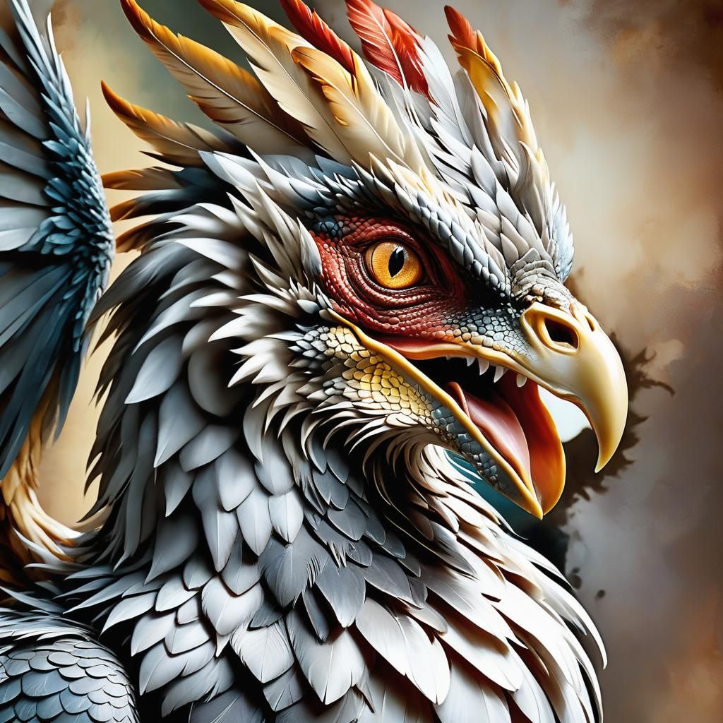 Dragon and Chicken Optical Illusion in Trompe L'Oeil