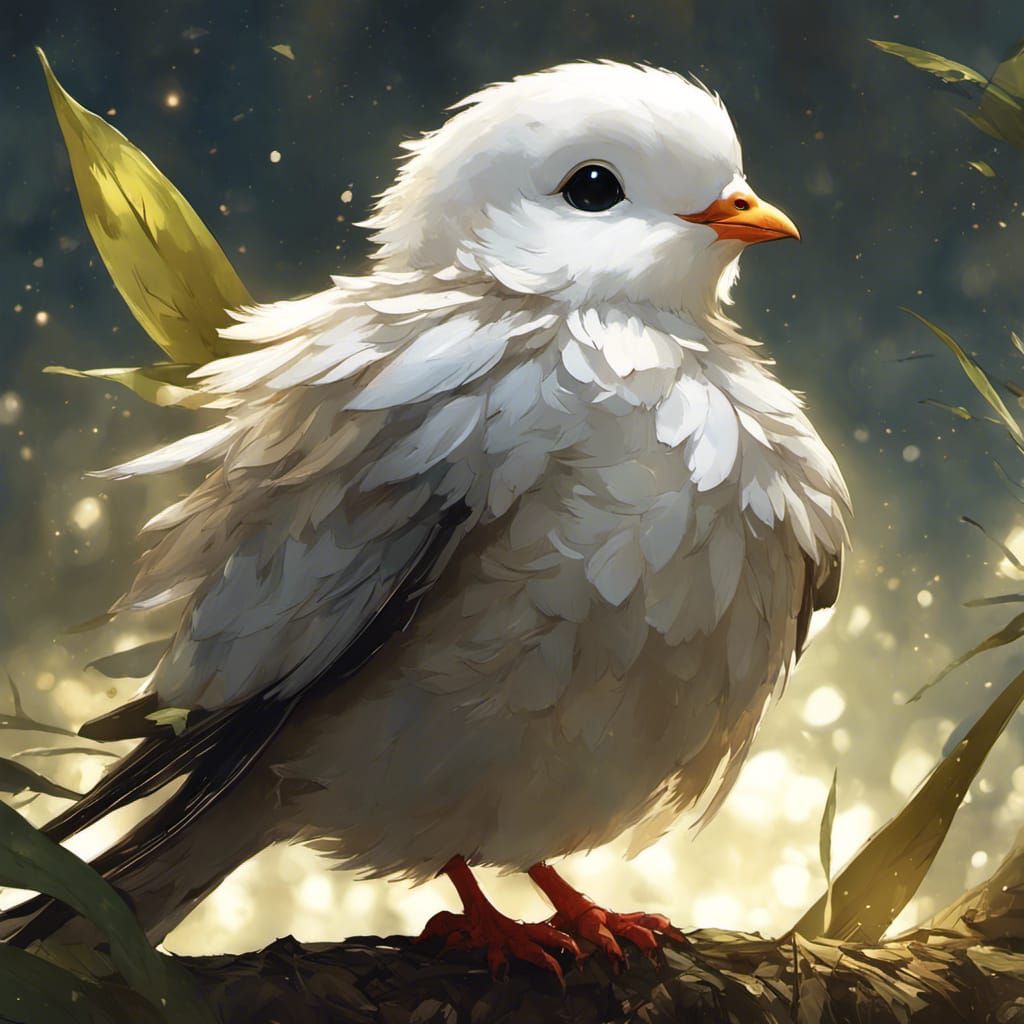 Adorable Chibi Dove with Olive Branch in 3D