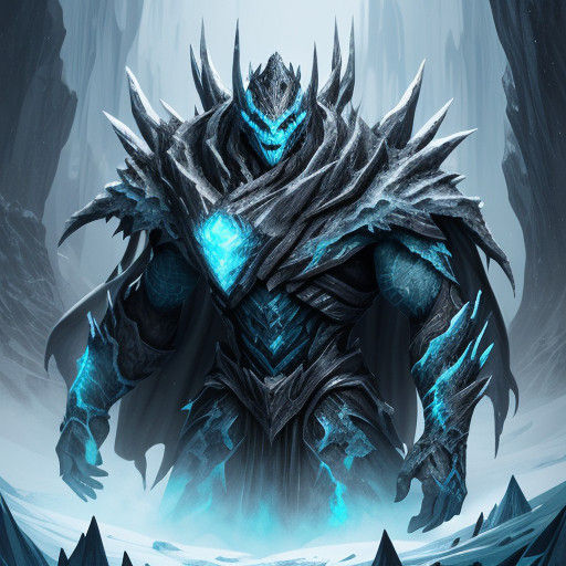 Glacial Predator Stands in Frozen Cavern with Chiseled Ice B...