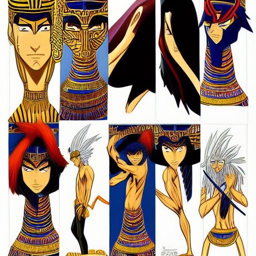 Egyptian Gods in Manga Style