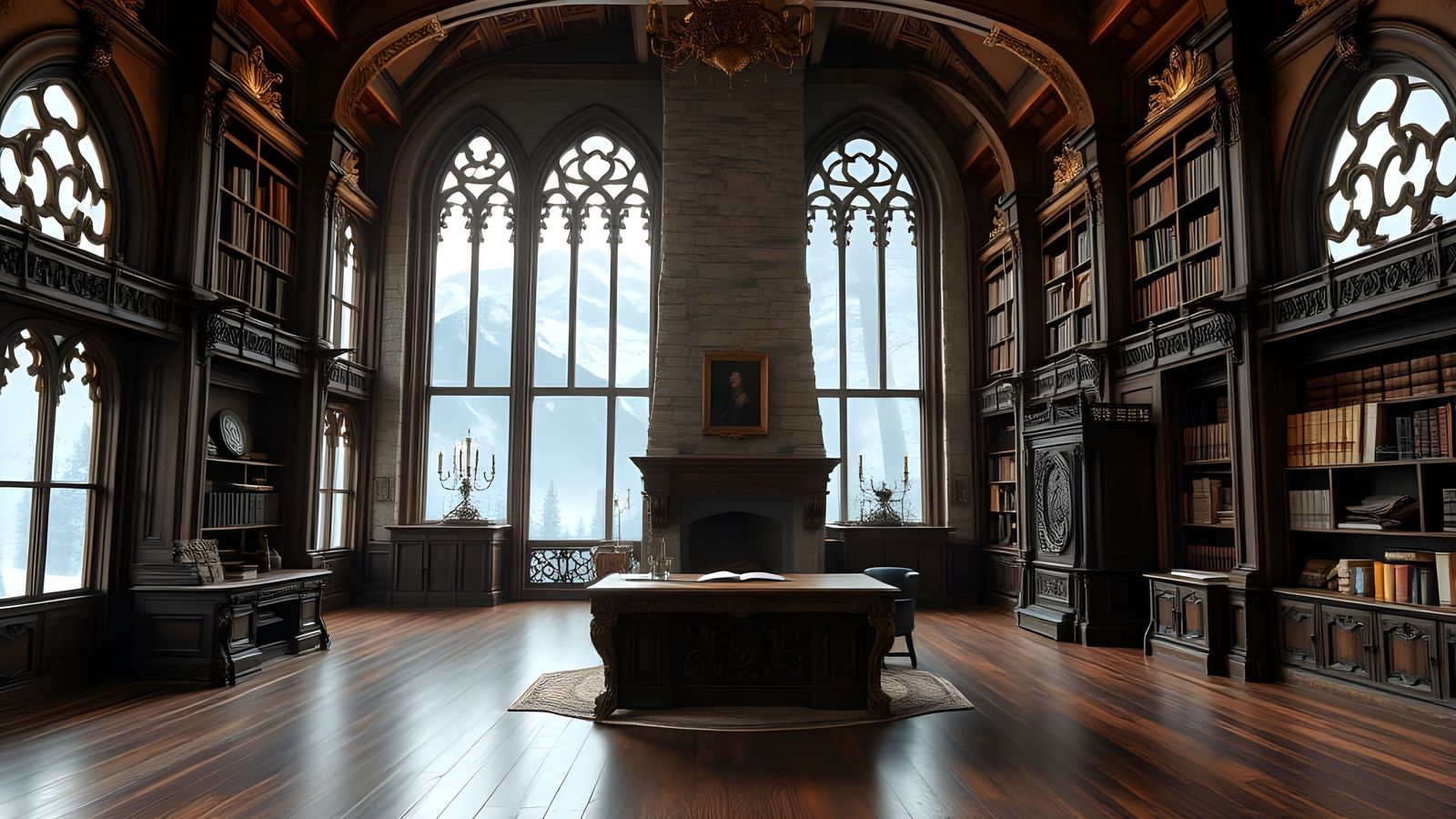 Gothic Castle Study in Warm, Golden Light