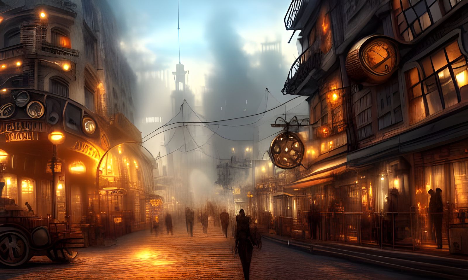 Daytime Steampunk City in Hyperrealistic Detail