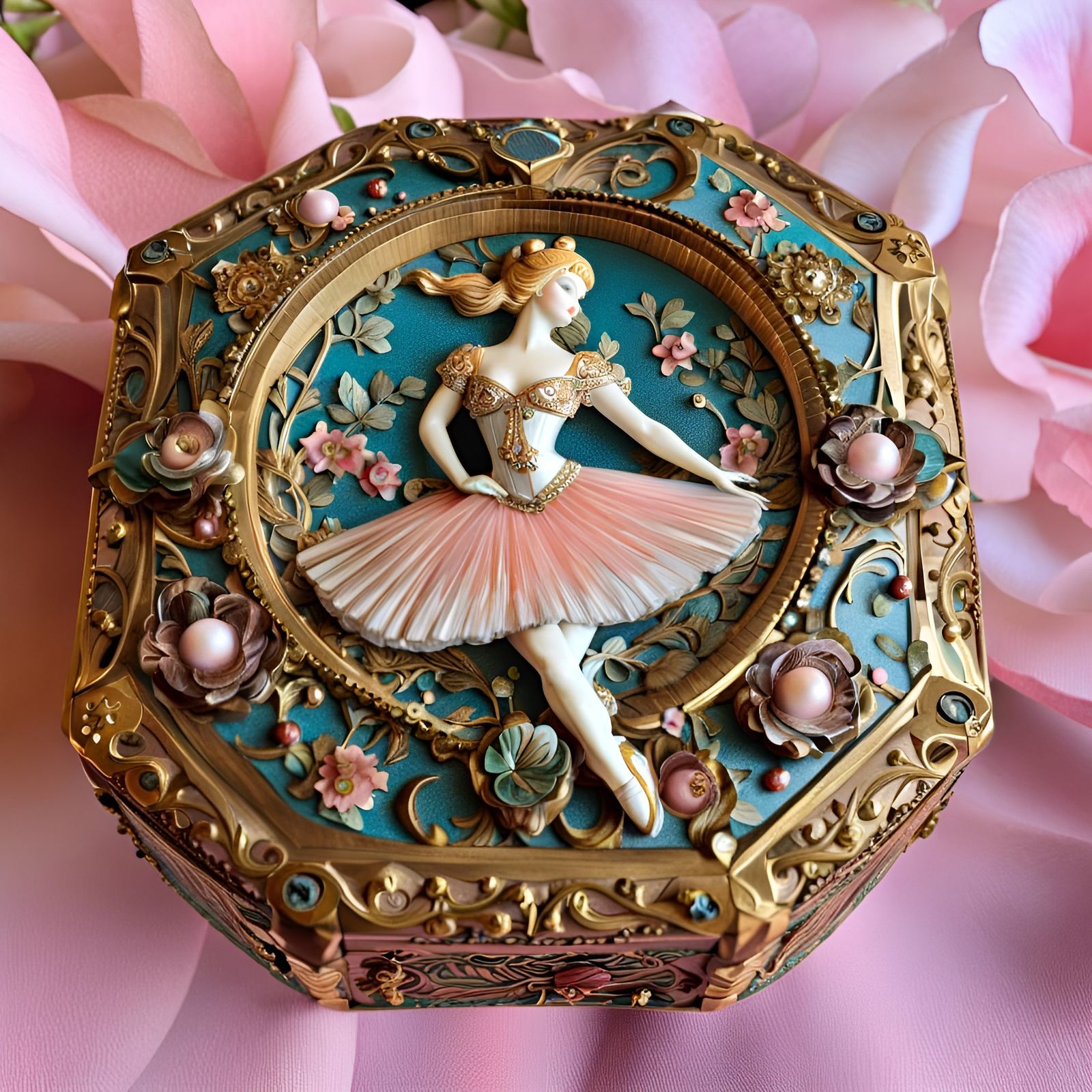Vintage Ballerina Music Box (Art Nouveau)