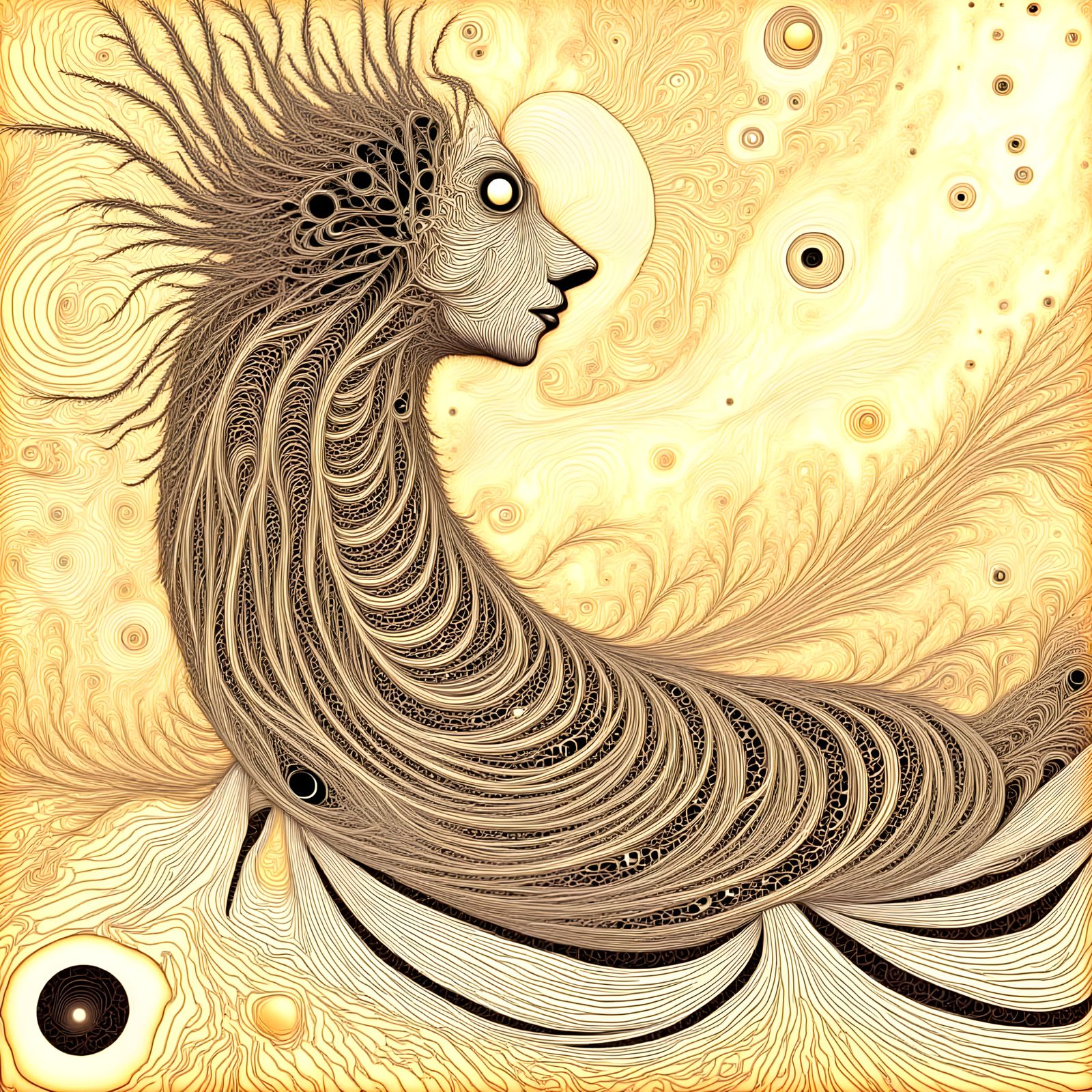 Intricate Filigree Beasts in Stylized Line Art