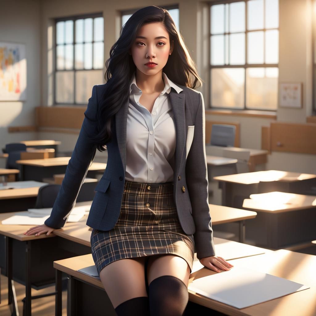 Photorealistic 3D Render of a Teacher in Classroom