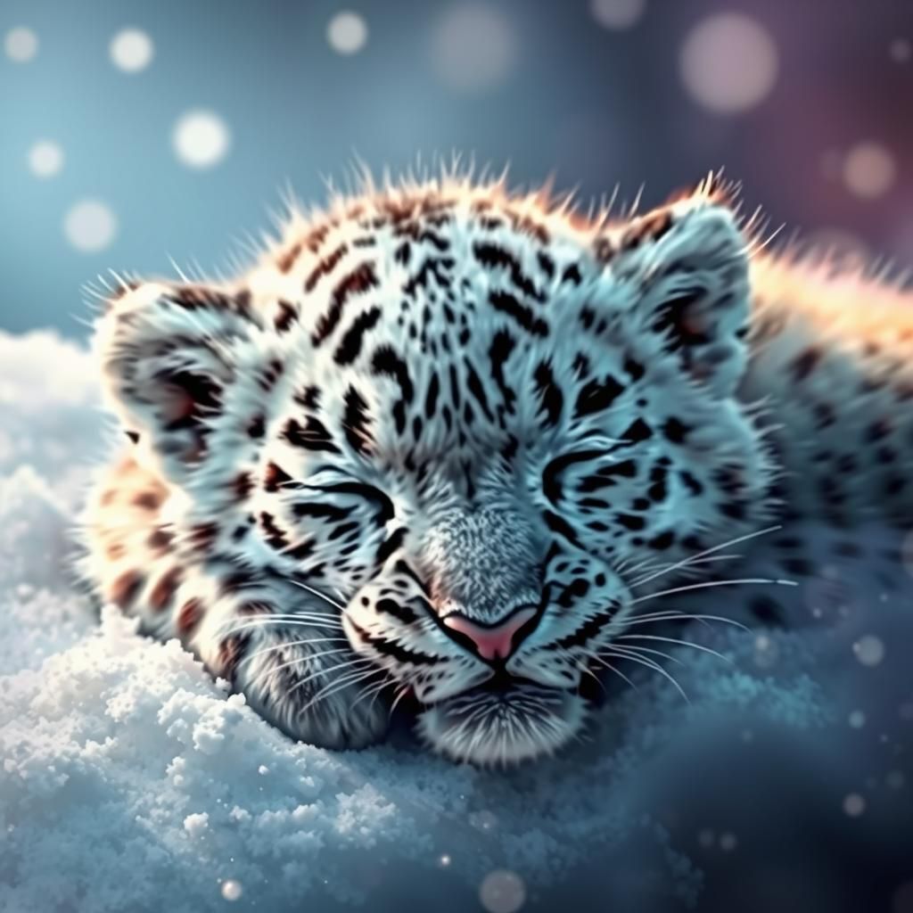 Adorable  snow leopard cub