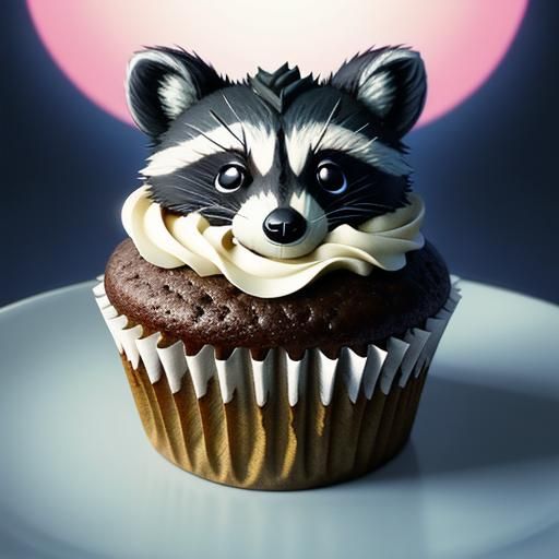 A raccoon cupcake