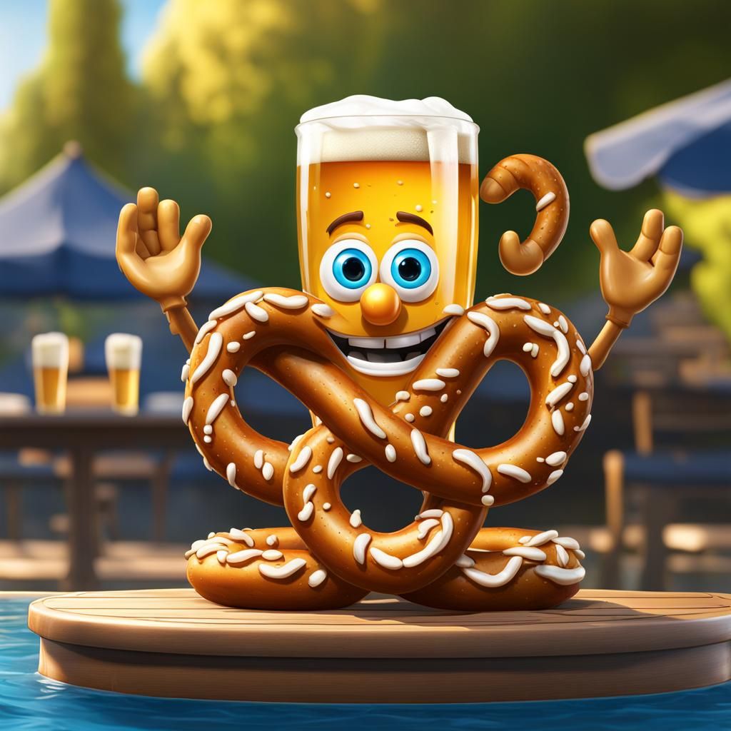 Cartoon Pretzel Man Ready to Dive