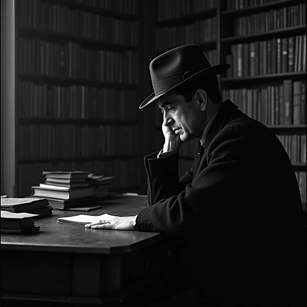 French Philosopher Albert Camus in Contemplative Study