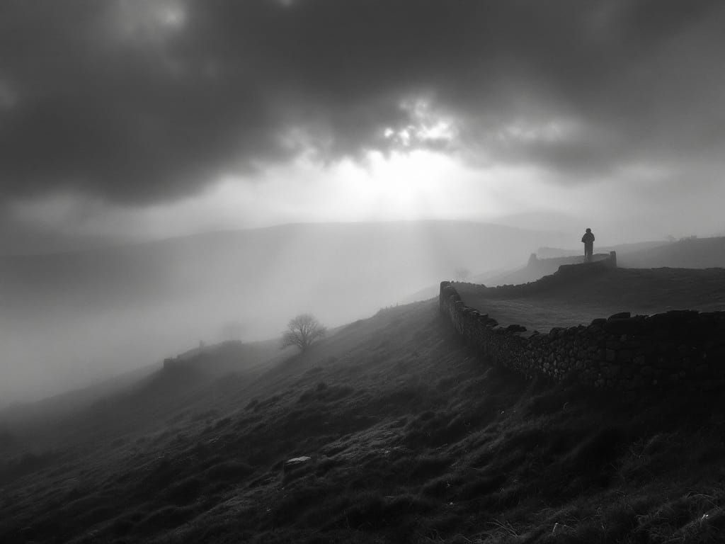 Yorkshire Moors at Dawn in Black and White