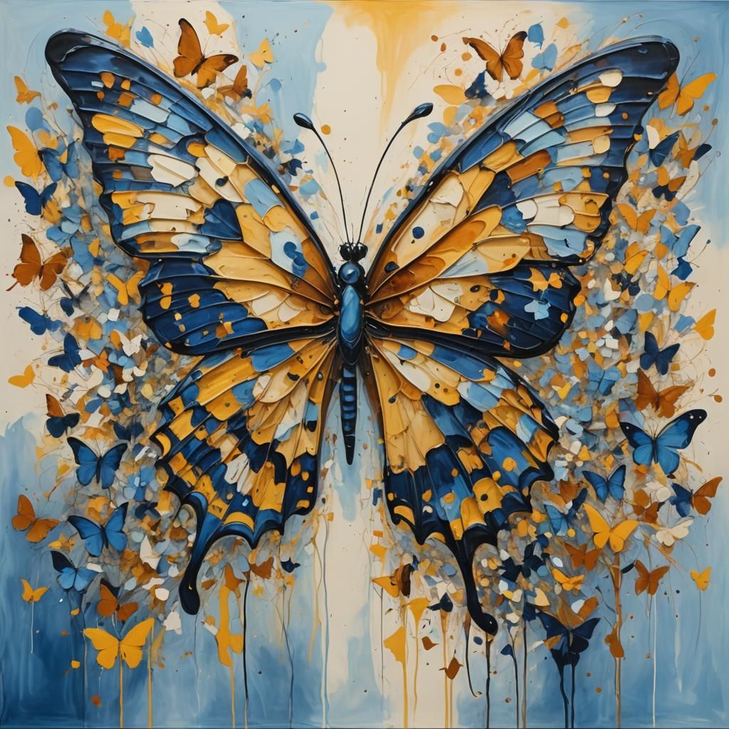 Abstract Butterfly Art in Complementary Colors