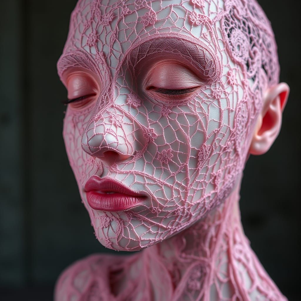 Ethereal Lace: A Haunting Portrait in Concrete