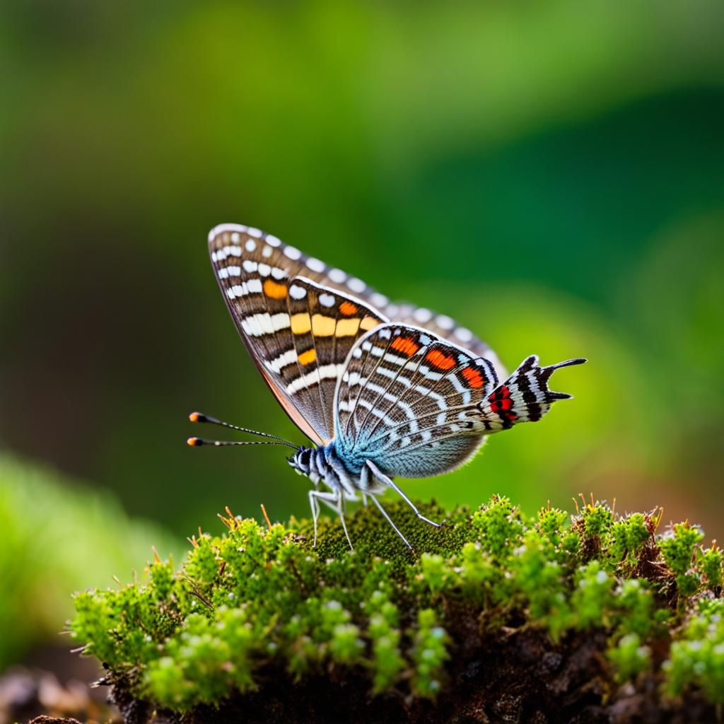Multi-Colored Butterfly Spreading Wings in Natural Light