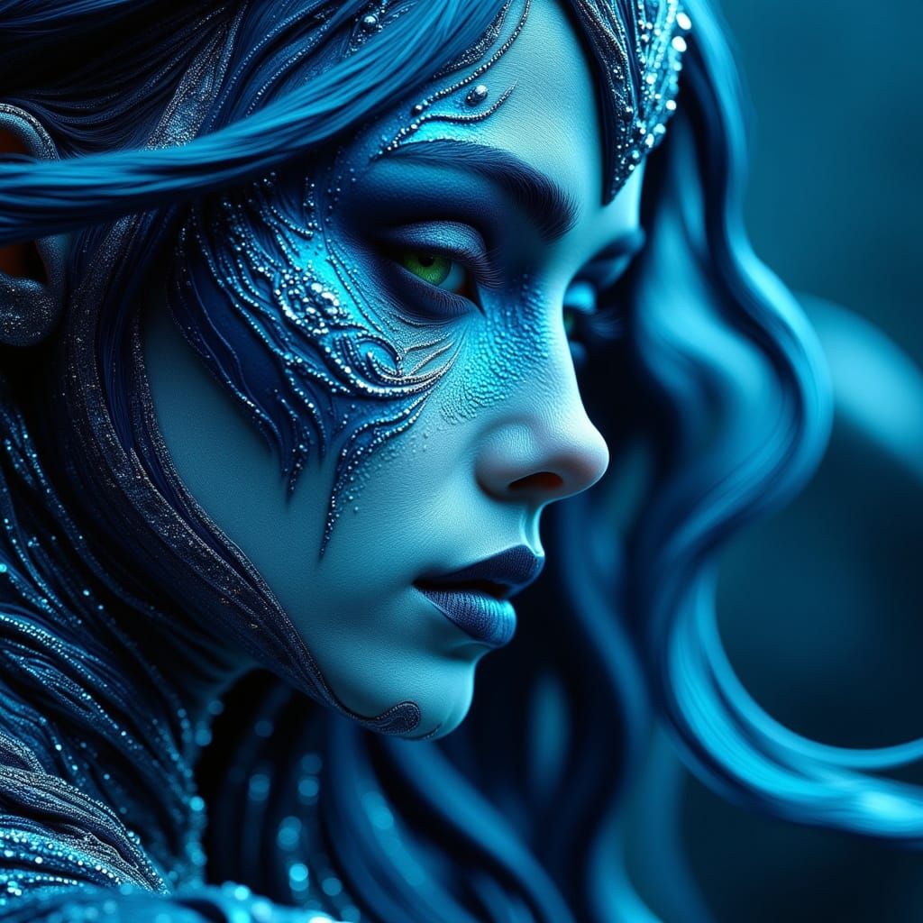 Mystical Water Nymph Portrait in Surrealist Style