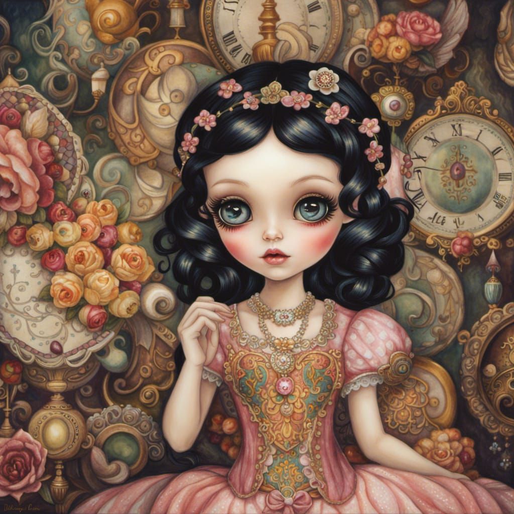 Bright Chibi Blythe Doll in Mark Ryden Pop Surrealism Style