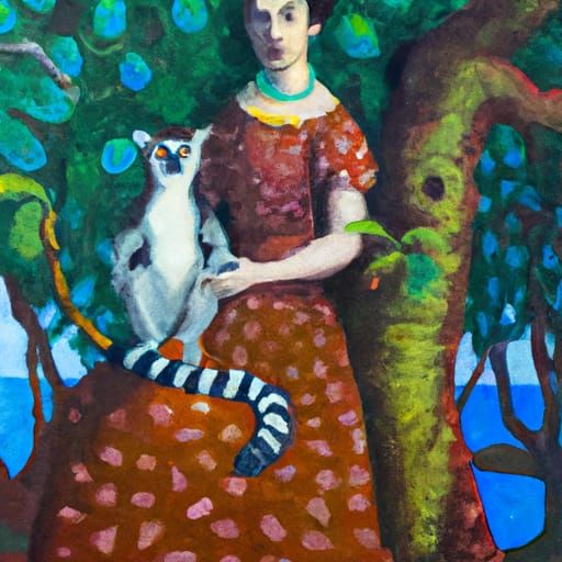 Queen of Hawaii with Lemur, Gauguin-Inspired Art