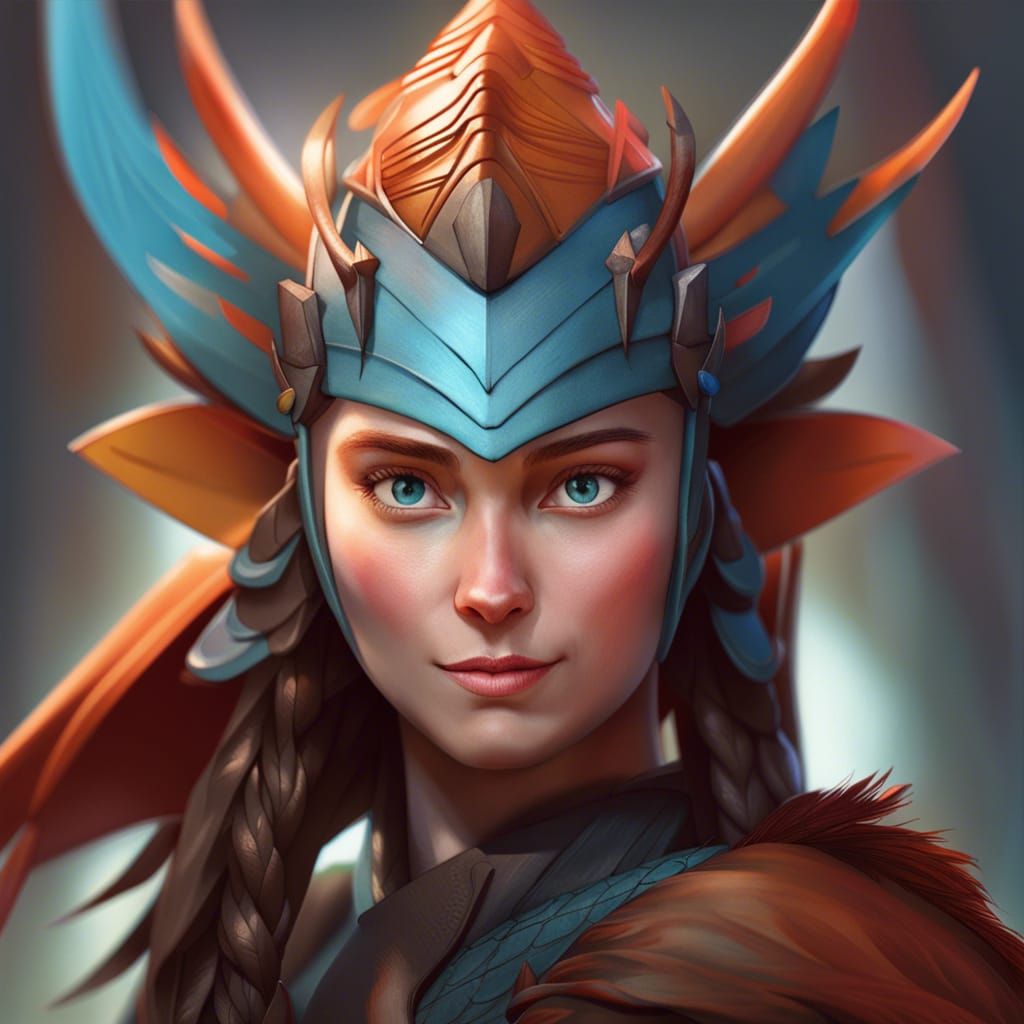 Valka Portrait in Dynamic Lighting, Hyperdetailed Art