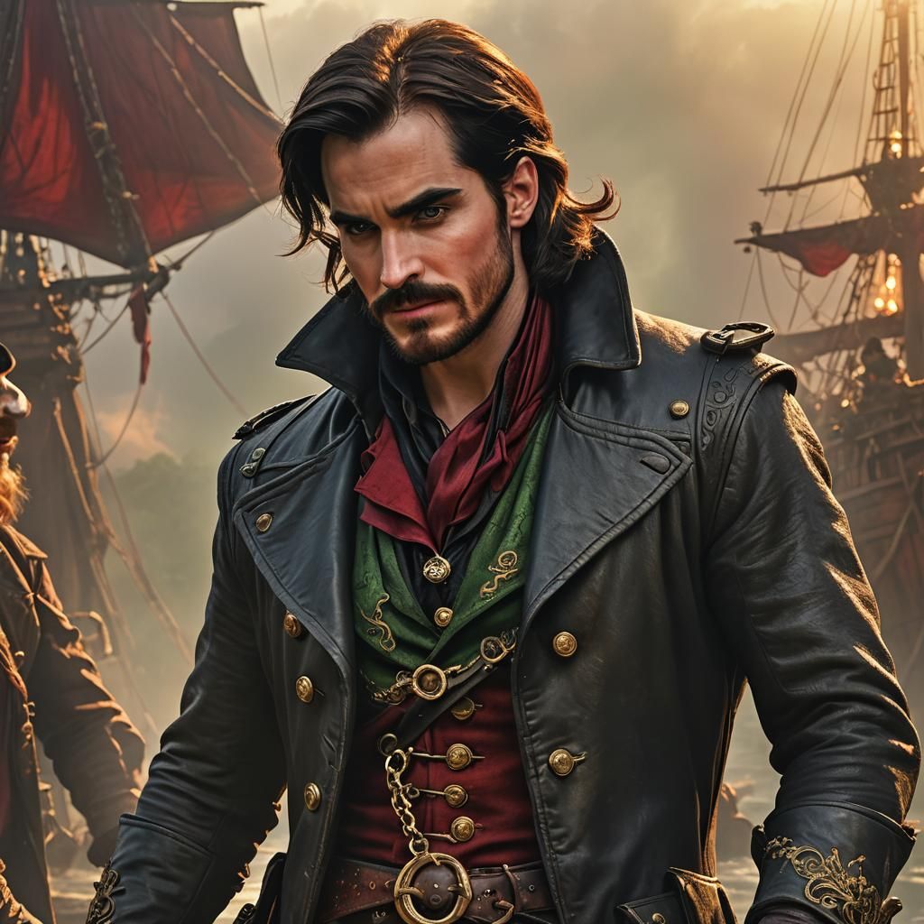 Pirate Captain Hook: Fantasy Concept Art in Crimson and Emer...