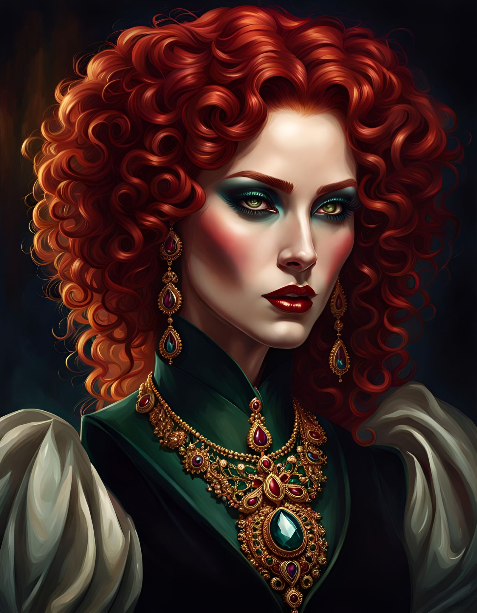 Medieval Vampiress Portrait in Hyperrealistic Style