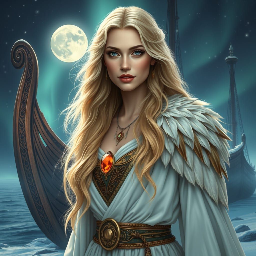 Serene Goddess of the Night in Cyberpunk Inspired Regalia