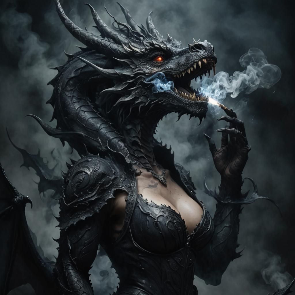 Smoke Dragon in Dark Art Style