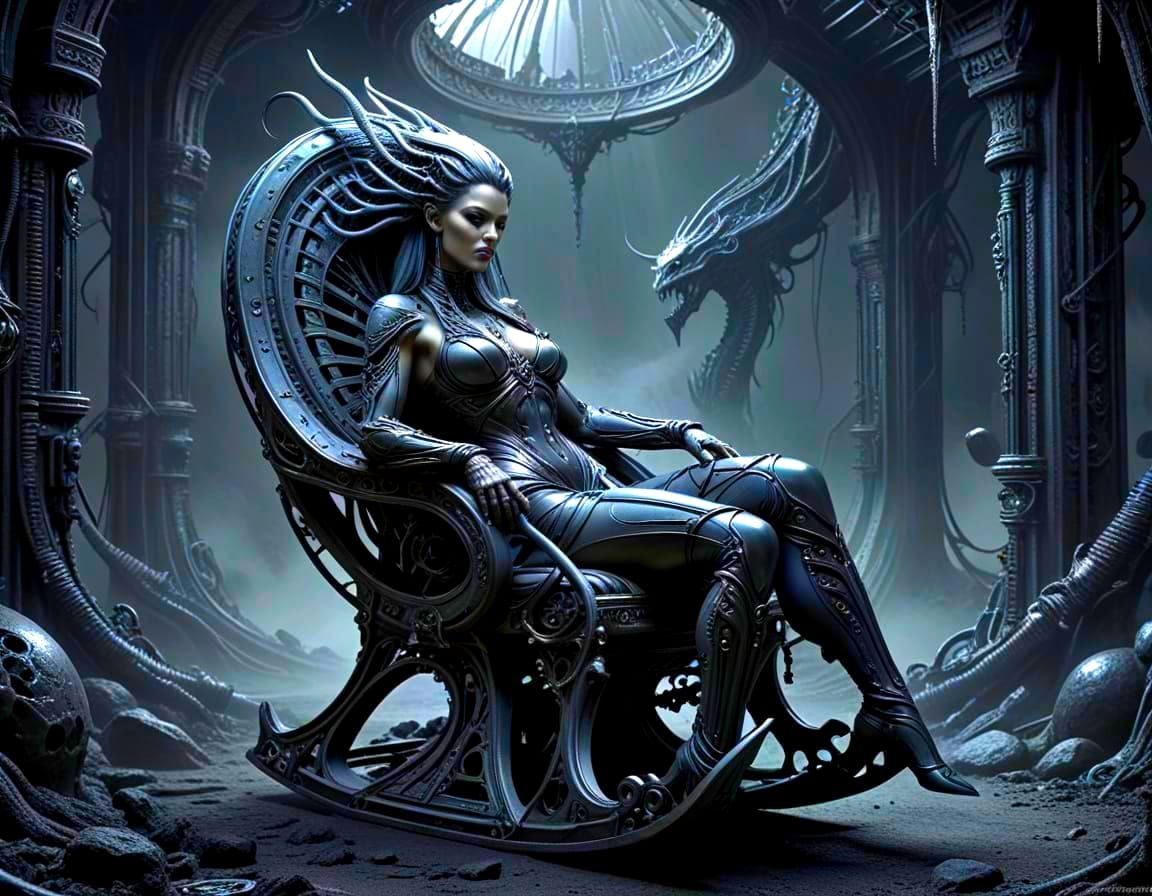 Bio-Mechanical Rocking Chair in Erotomechanics Style