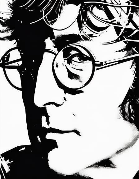 Monochromatic Portrait of John Lennon in Retro Style