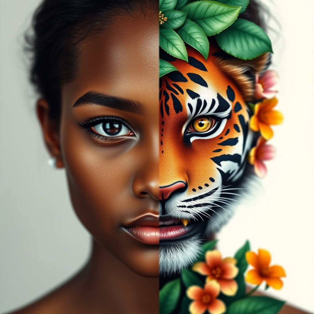 Tiger Facepaint Split Portrait