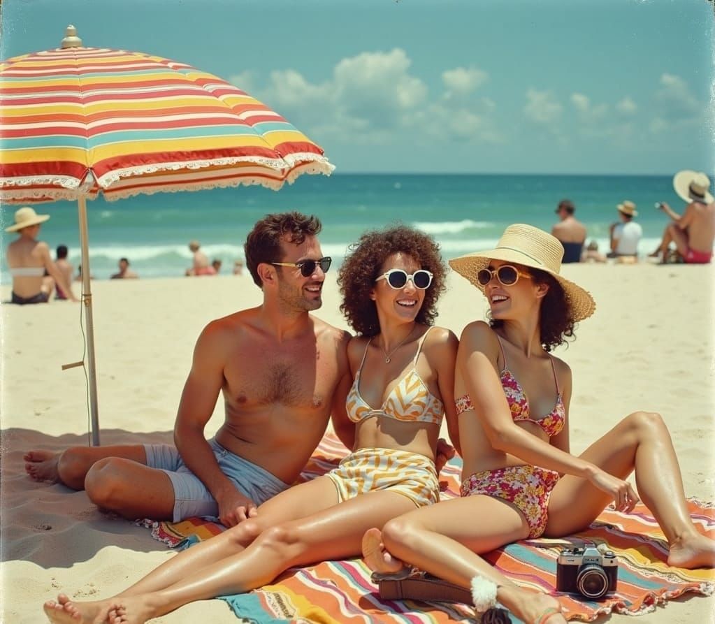 Sun-Kissed Beach Scene in 1960s Ocean City Style
