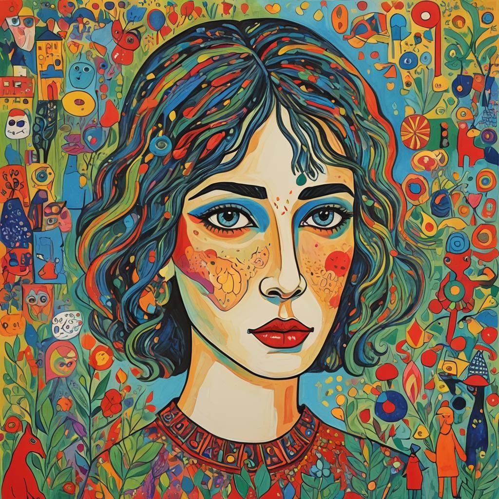 Naive Art Illustration in Fauvism Pop Art Style