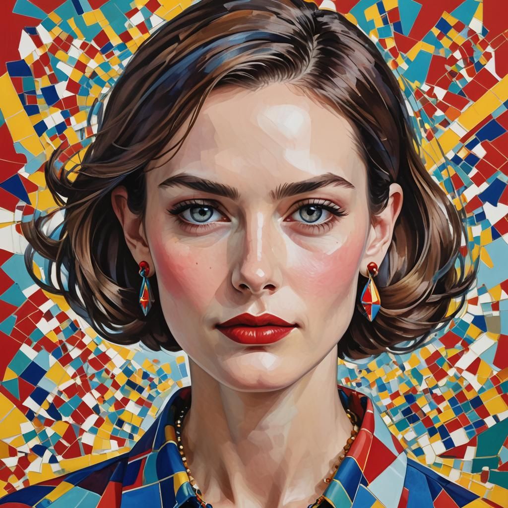 Pop Art Portrait with Geometric Elements
