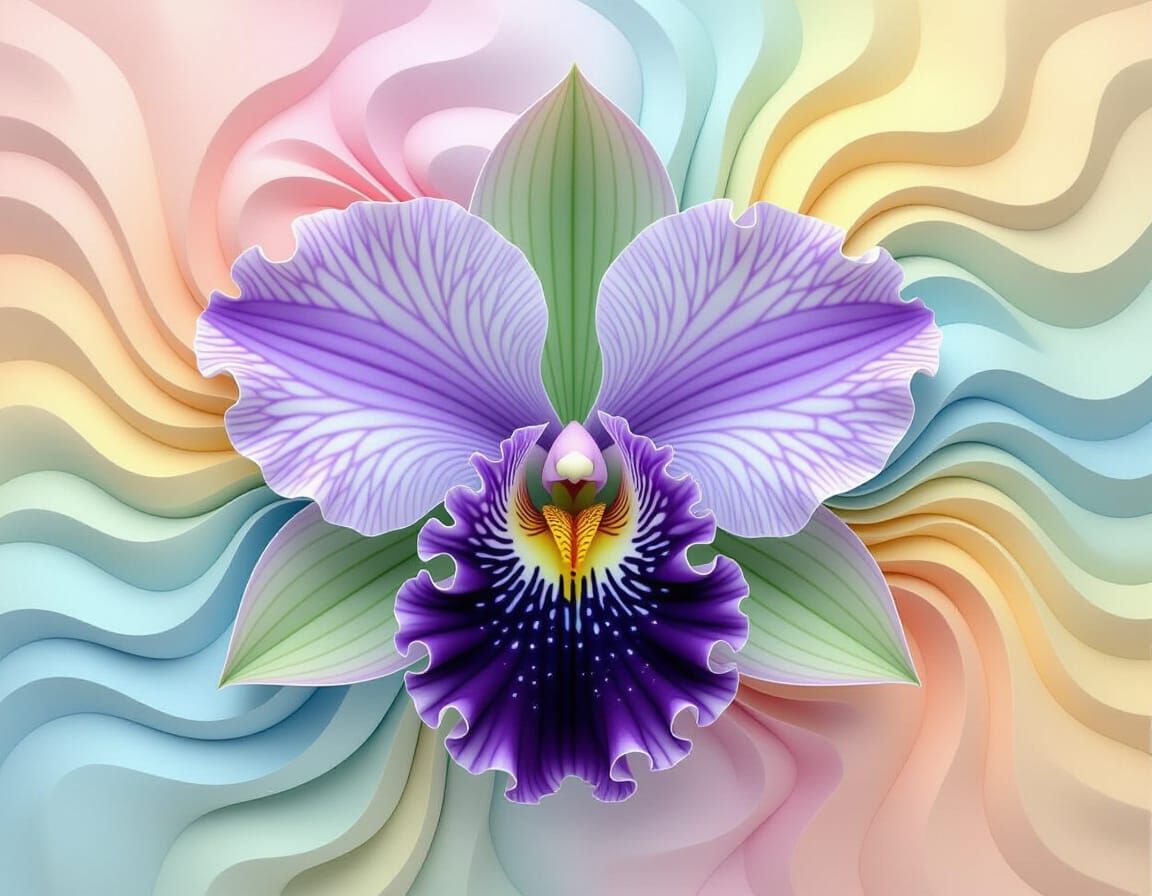 Black Orchid with Fibonacci & Escher 3D Layers