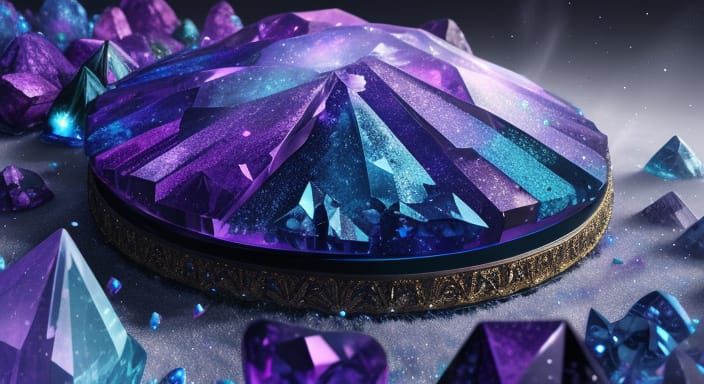 Vibrant Multifaceted Gemstone Glowing on Velvet Cushion