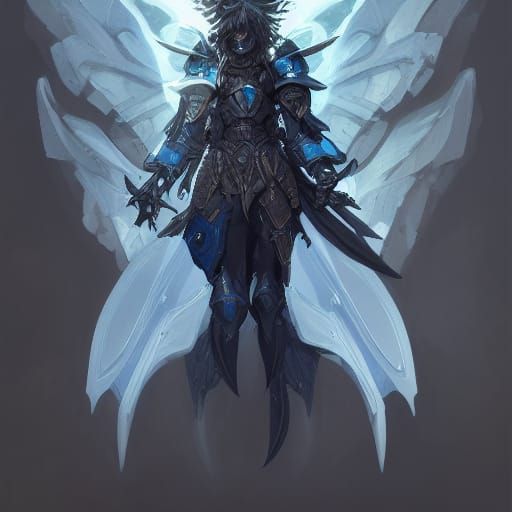 Dark Winged Paladin Portrait in Detailed Digital Art