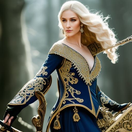 Detailed Portrait of a Medieval Filigree Witch