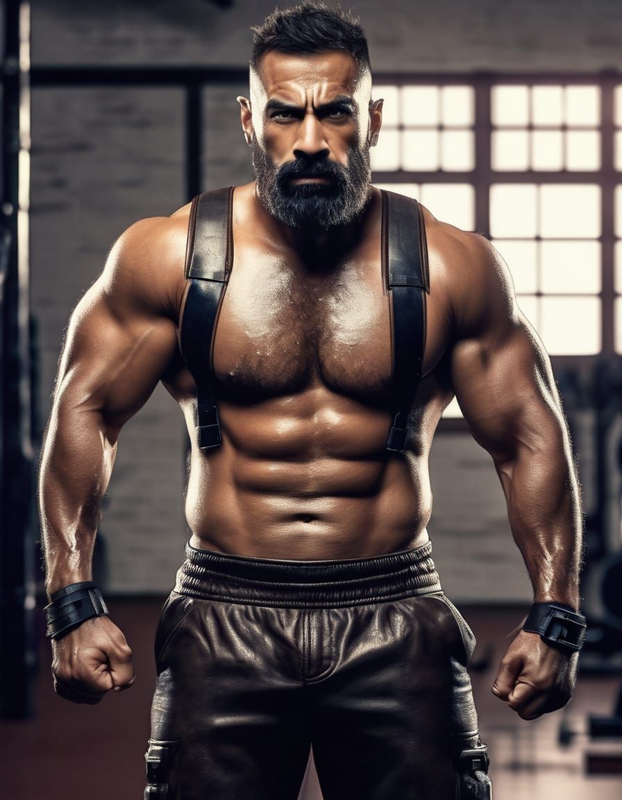 Muscular Brazilian Man Shows Off Biceps and Chest