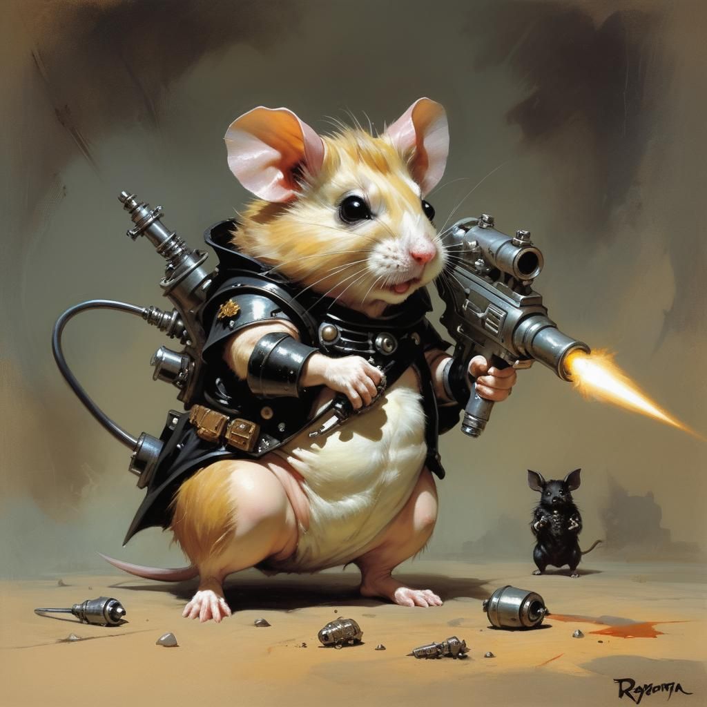 Raygun Hamster in Gothic Dark Fantasy Style