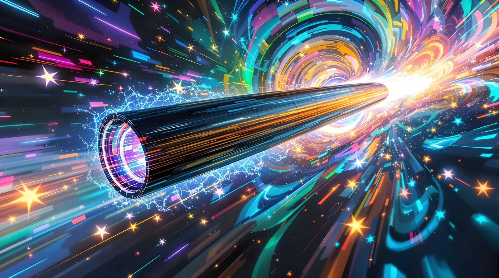 Sleek Cylinder Races Through Plasma Star Vortex